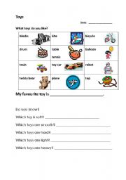 English worksheet: Toys