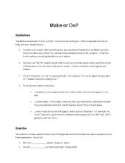 English worksheet: Make or Do?