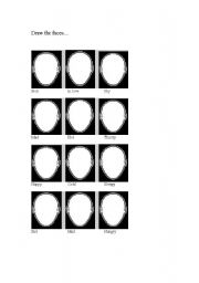 English worksheet: Fill in the feeling faces