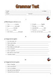English worksheet: Grammar Test - Simple Present + Simple Past