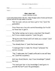 English worksheet: What About Me Locate a sentence
