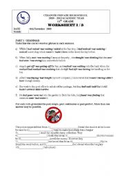 English worksheet: past tense, past continous, past perfect
