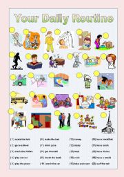 English Worksheet: Daily routine Vocabulary Pratice