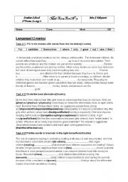 English Worksheet: second-form test