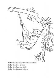 English worksheet: colorful monkey
