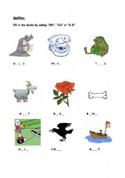 English Worksheet: Worksheet-spelling OW-OU sounding like /au/