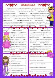 English Worksheet: PAST SIMPLE THROUGH READING --CINDERELLA-- 