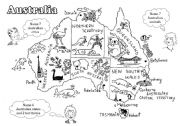 English Worksheet: Australia - a black-and-white map for young learners (editable)