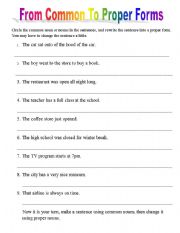 English worksheet: From Common To Proper Forms