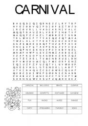 English Worksheet: Carnival wordsearch