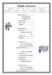 English Worksheet: IMAGINE by John Lennon