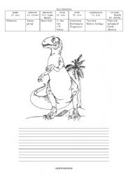 English Worksheet:  SIMPLE PAST DINOSAURS BOOK PROJECT
