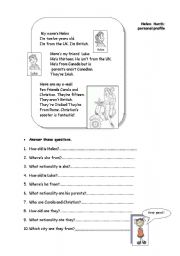 English Worksheet: Helen Harris: personal profile