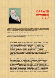 English Worksheet: The Darwin Awards- irregular verbs:  2