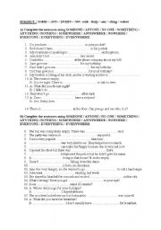 English Worksheet: indefinite pronouns