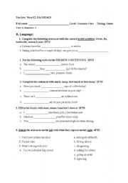 English worksheet: Test in Language 