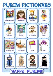 English Worksheet: Purim Pictionary