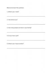 English worksheet: personal information