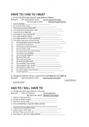 English Worksheet: must