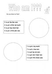 English worksheet: Face description