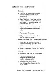English worksheet: dictation race - wizard of London