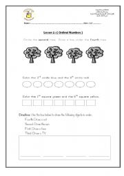 English worksheet: ordinal numbers