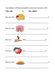 English Worksheet: like dont like