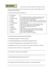 English Worksheet: Reading- Greedy for money