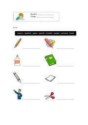English worksheet: Classroom Vocabulary