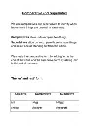 English worksheet: Comparative Superlative explanation