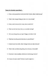 English Worksheet: Ice breaker questions