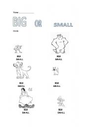 English Worksheet: BIG OR SMALL