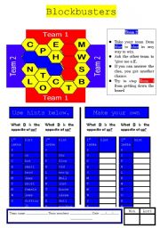 Blockbusters adjective/opposites