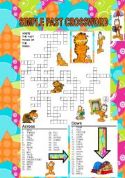 English Worksheet: SIMPLE PAST CROSSWORD (34 IRREGULAR VERBS-KEY INCLUDED)