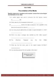 English Worksheet: The Evolution of the Media (part 2)