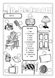 English Worksheet: In Bed Room
