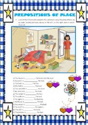 English Worksheet: PREPOSITIONS OF PLACE