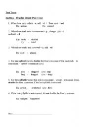 English Worksheet: Simple Past tense rules