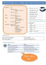 Survival English 1: Greetings, Introductions, and Breaking the Ice