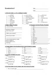 English Worksheet: Exanimation: Articles, sentence correction, there is Vs there are