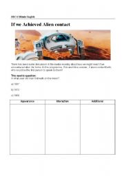 English Worksheet: If we achieved Alien contact