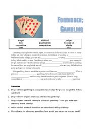English worksheet: Lets Discuss- Gambling