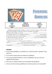 English Worksheet: Lets Discuss- Gambling