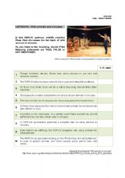 English worksheet: Circuses and animals