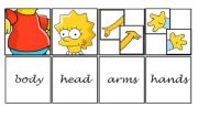 English Worksheet: Memory Cards to practise Parts of the body with the Simpsons
