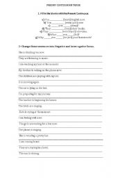 English Worksheet: PRESENT CONTINUOUS TENSE