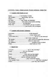 English Worksheet: spresent- pres continuous-simplepast