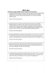 English worksheet: Main Idea