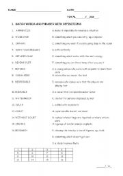 English worksheet: grammar & vocabulary
