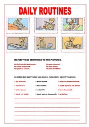 English Worksheet: daily routines 2